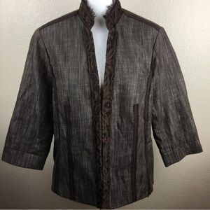 Coldwater Creek Women's Brown Jacket Lace Trim Size 14
